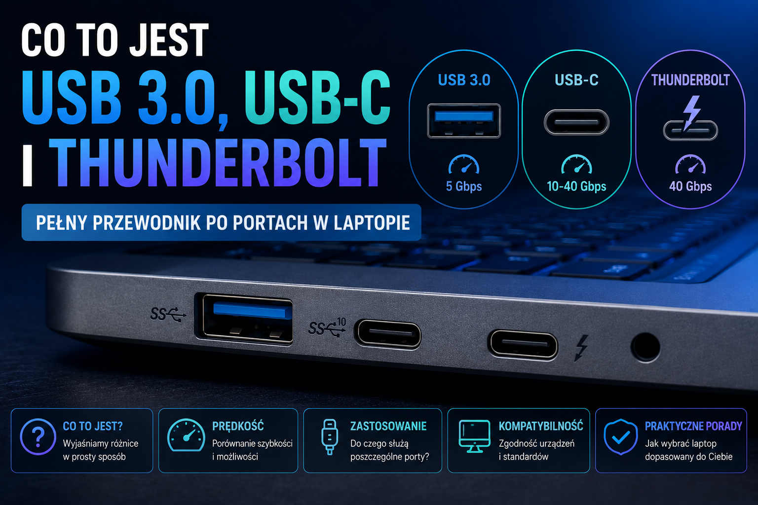 Co to jest USB 3.0, USB-C i Thunderbolt — pełny przewodnik po portach w laptopie Co to jest USB 3.0, USB-C i Thunderbolt — pełny przewodnik po portach w laptopie